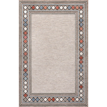 Sebastian High-low Modern Diamond Border Indoor/Outdoor Area Rug